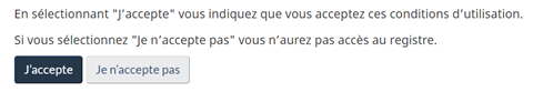 Capture d’écran des boutons pour J’accepte et Je n’accepte pas.